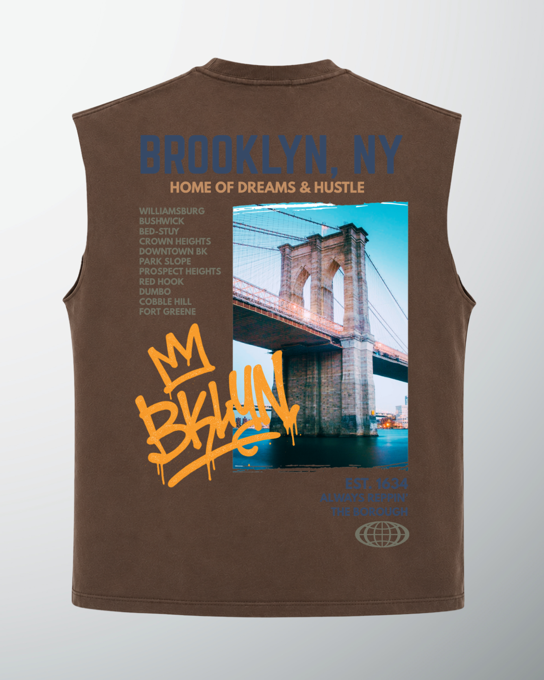 BROOKLYN Graphic Tank Top - Brown
