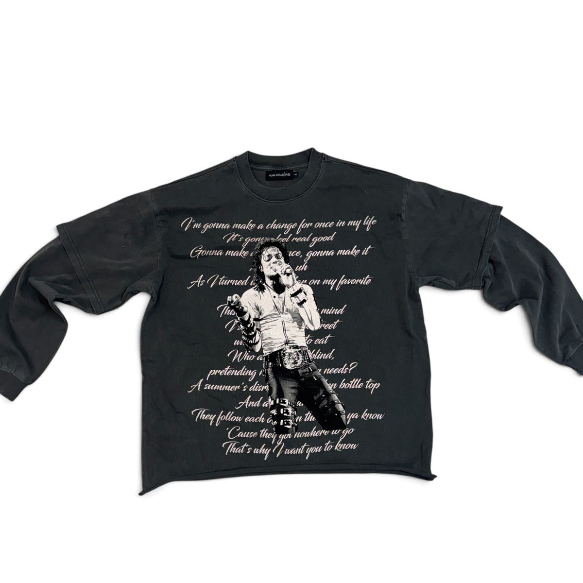 DOUBLE SLEEVE MJ, GLITTER WORD, SHIRT