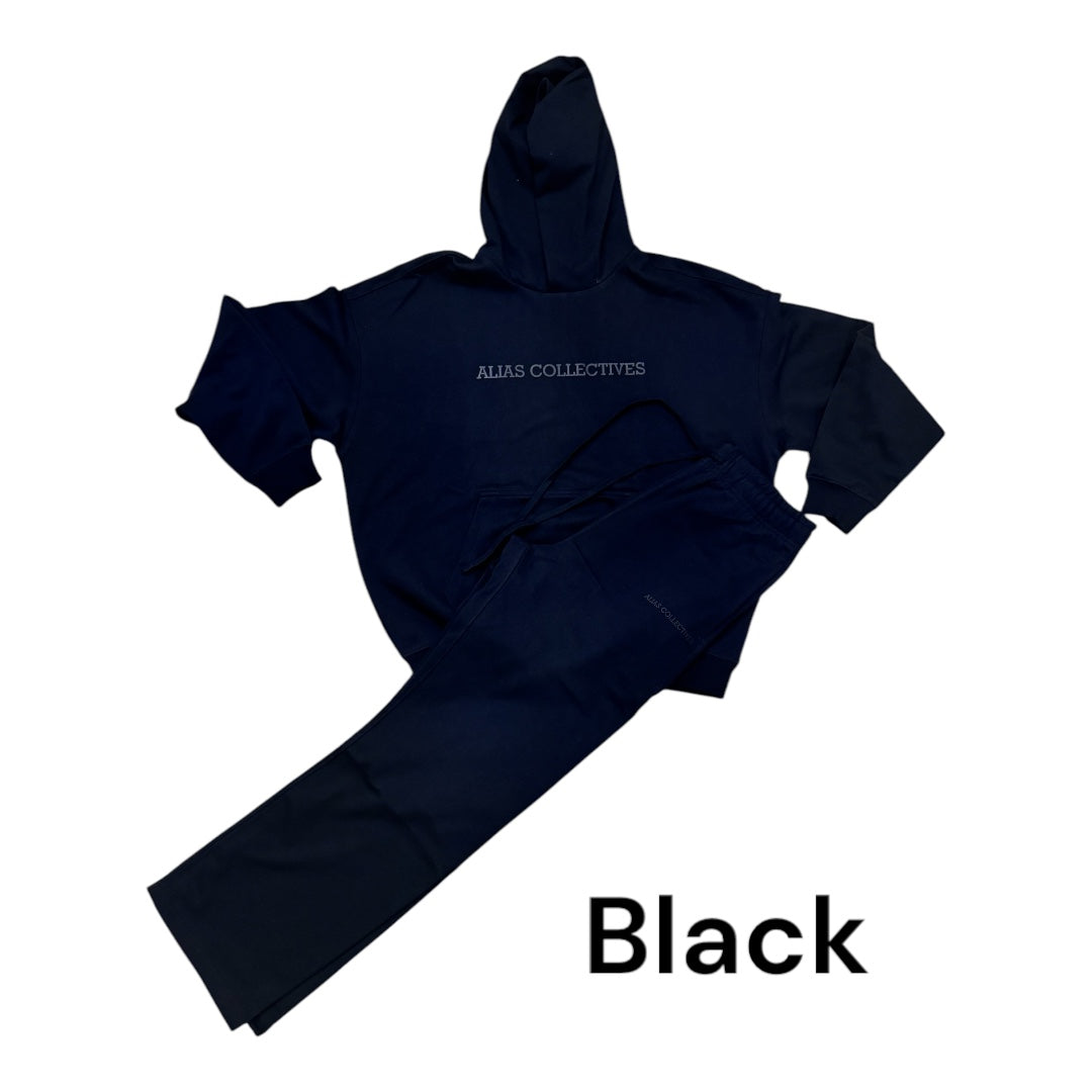 Black wide leg sweatsuit
