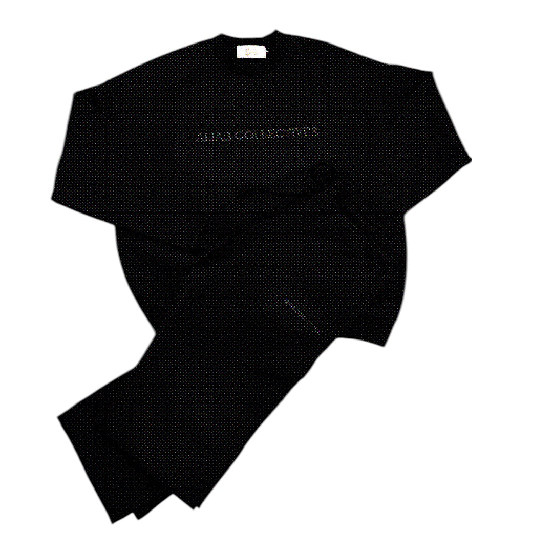 Black/black crew neck sweatsuit