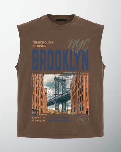 BROOKLYN Graphic Tank Top - Brown