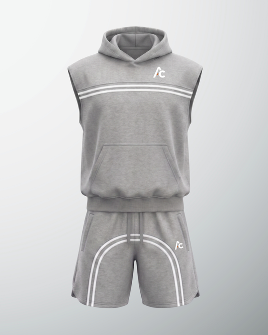 Cut Off Signature Shorts Set - Gray