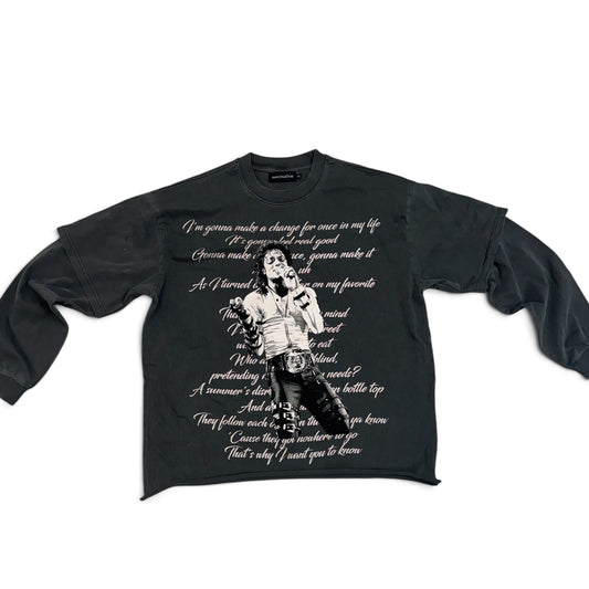 DOUBLE SLEEVE MJ, GLITTER WORD, SHIRT