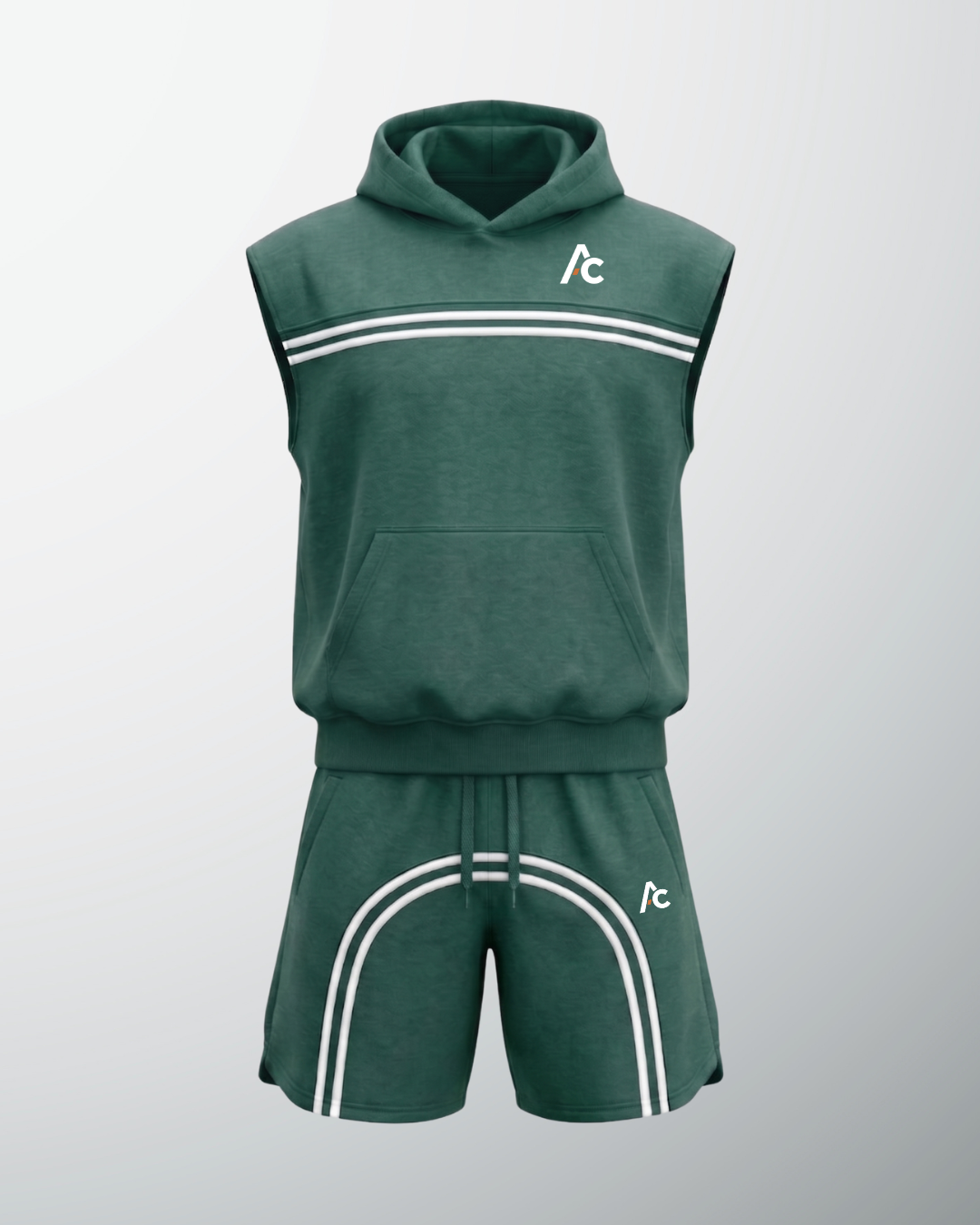 Cut Off Signature Shorts Set - Green