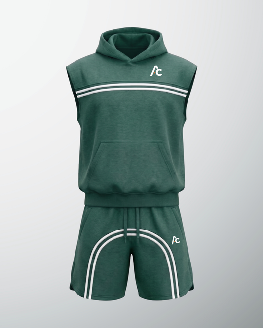 Cut Off Signature Shorts Set - Green