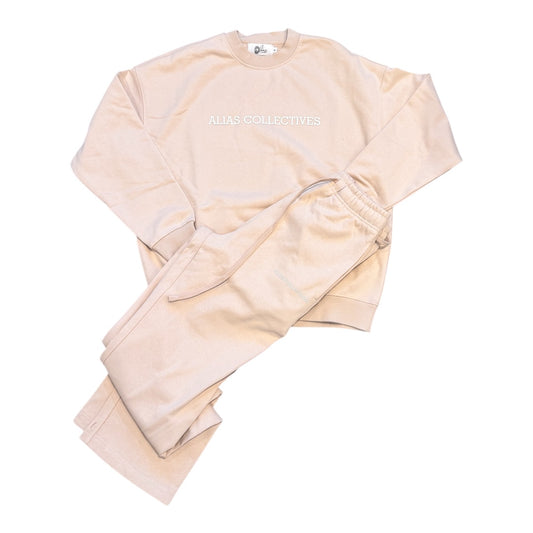 Cream crew neck sweatsuit