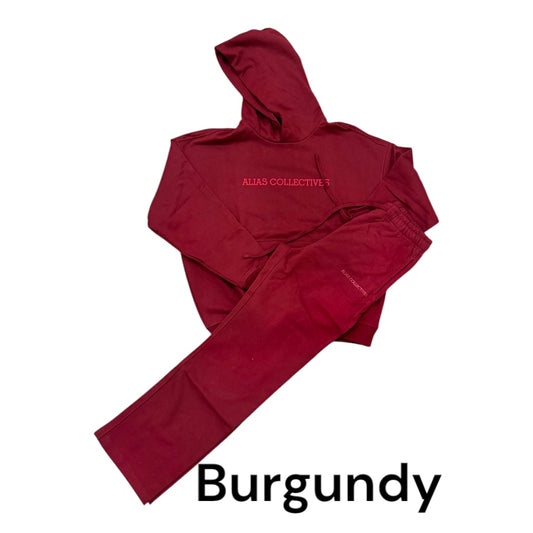 Burgundy wide leg sweatsuit