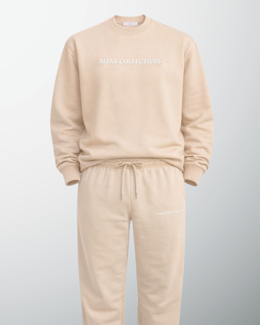 Crew Neck Sweatsuit (Cream)