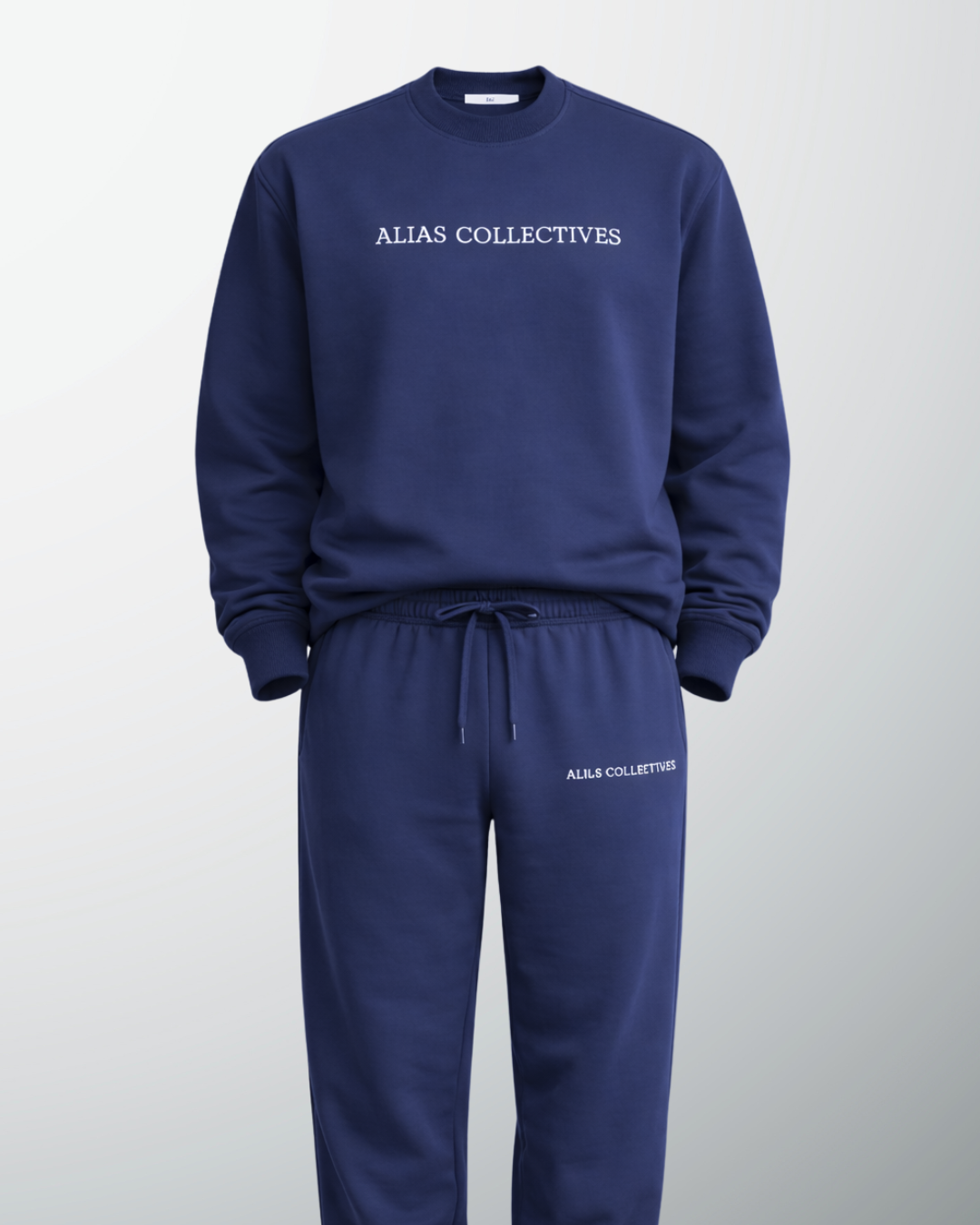 Crew Neck Sweatsuit (Navy Blue)