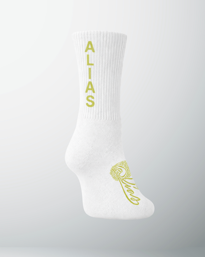 Alias Collectives Signature Socks (White / Lime)